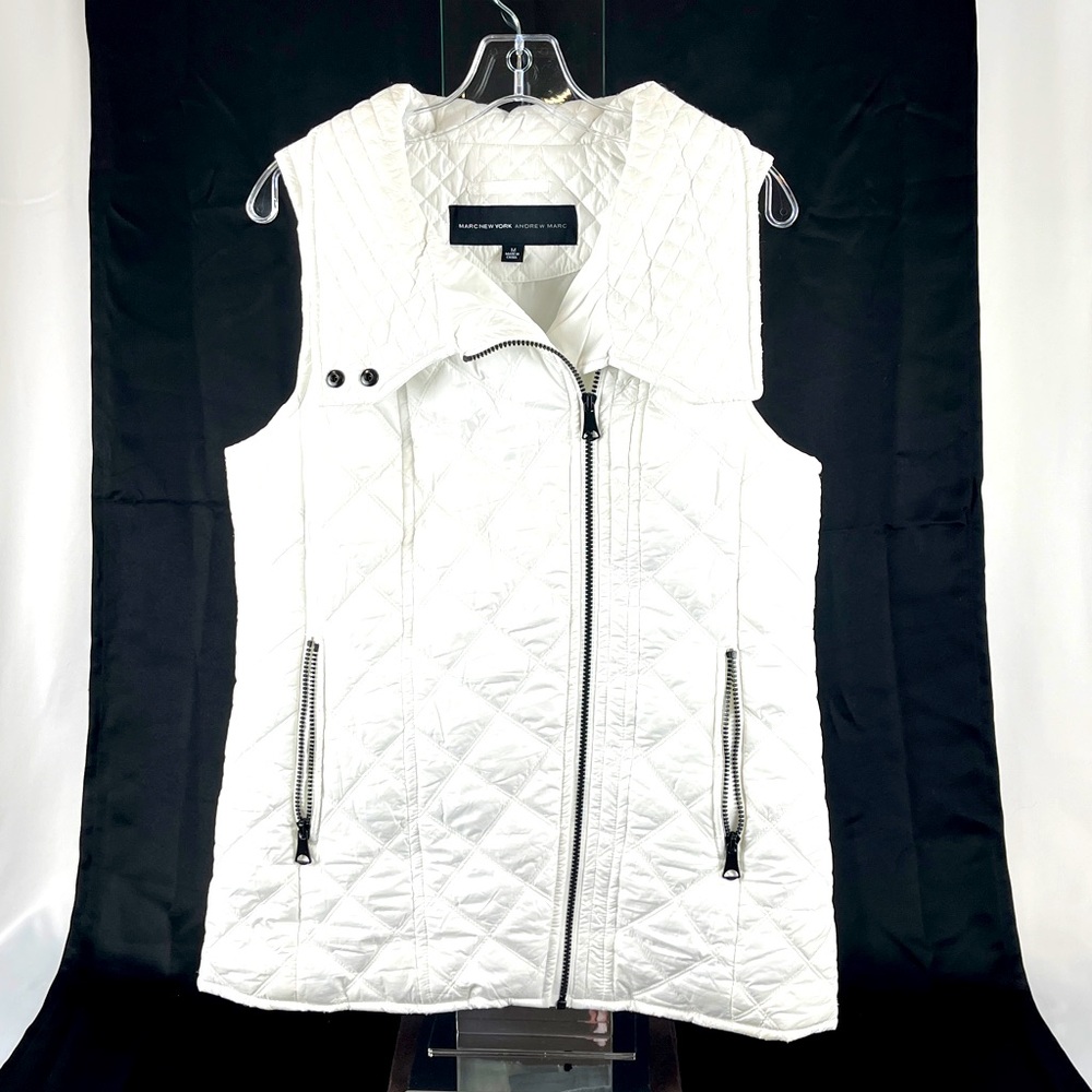 Andrew Marc White Quilted Women's Vest